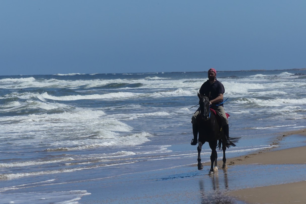 In draf over het strand