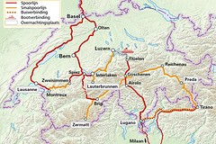 De complete route in Zwitserland