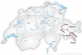 De route van de Bernina express