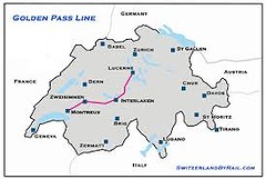 De route van de GoldenPass Express