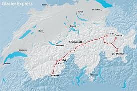 De route van de Glacier Express