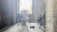 De toegang tot het plein voor de kathedraal vanaf de Camino Francés en Norte e.a.