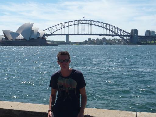 Ik met het Opera house en de Harbour bridge