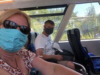 In het treintje langs de camping naar Radolfzell
