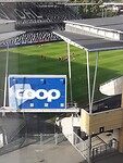 Voetbal stadion van uit het hotel