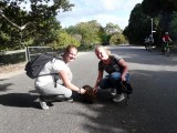 Met z'n drieën poseren voor de foto
