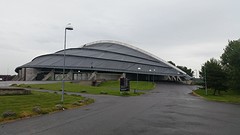 één van de vele Olympische stadions in Noorwegen, hier het "omgekeerde" vikingschip