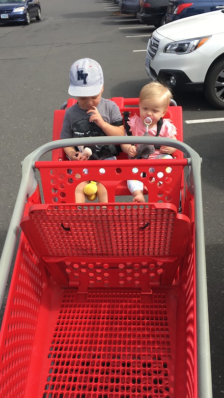 De schatjes mee boodschappen doen