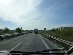 De S 16 naar Rimini, slecht wegdek!