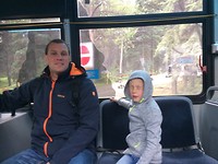 In de shuttle bus naar Banff