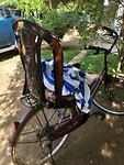 Onze fiets met het zelf gemaakte fietszitje