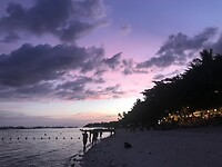 Paarse luchten boven Alona Beach
