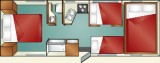 Inrichting van de camper C30 snachts.
