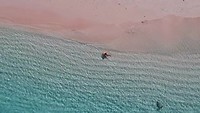 Chloë op pink beach
