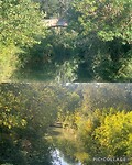 Riviertje die door de camping stroomt vanuit 2 kanten gezien