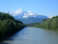 Op één van de bruggen over de Salzach