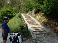Trap op de fietsroute