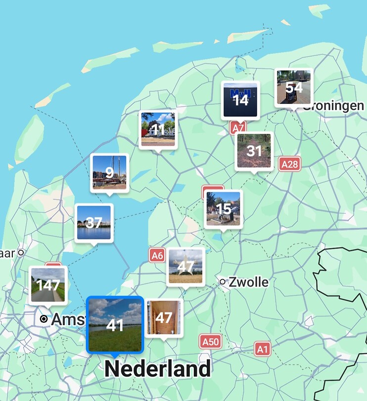 De route in foto's