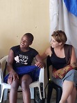 At the Care Point - Brenda and an always smiling 20 year old Girl