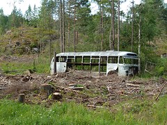 Staat zomaar ergens, en dan denk je, Wat voor verhaal zit hier achter?, Waarom staat deze bus hier ?