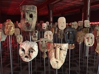 Mapuche maskers in museum in Valdivia