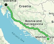 De hele route, ik stap in Bosnië op.