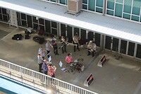 Ontvangst in Fremantle door de plaatselijke brassband