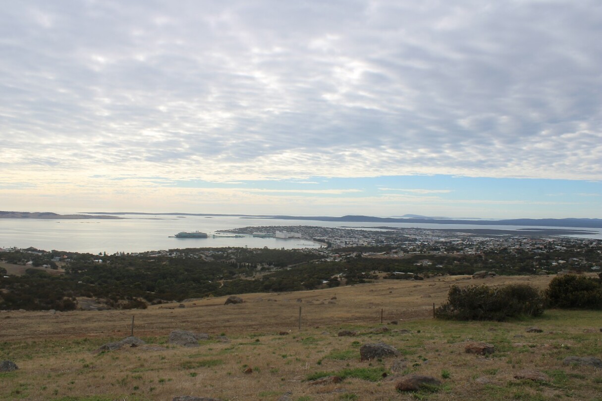 Uitzicht over het schip en Port Lincoln