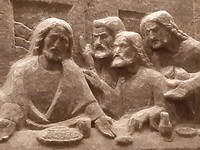 Detail van het laatste Avondmaal in de zoutmijn van Wieliczka