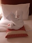 Een prachtige creatie op ons bed
