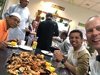 shell out, seafood on the table