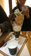 Parfait with matcha (green tea) ice cream