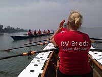 Hier zijn we in de lagune net vertrokken van het eilandje Lido