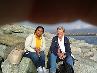 Vicky en ik heerlijk aan het strand