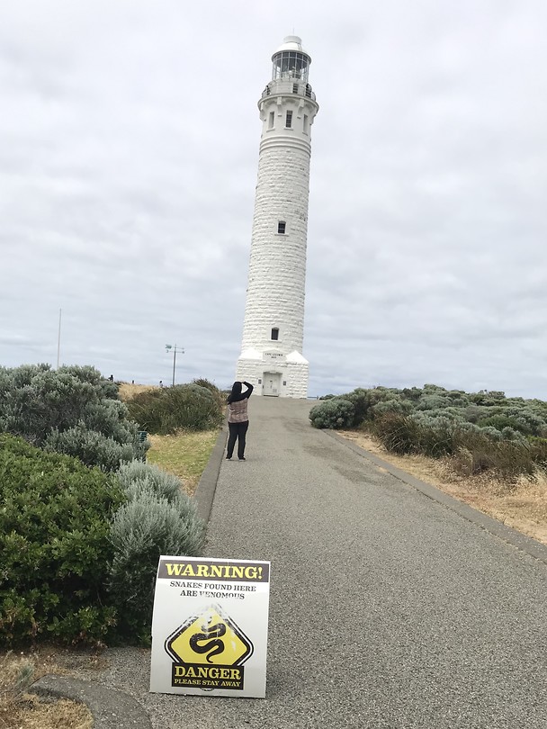 Op de weg naar de vuurtoren: waarschuwing slangen