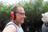 Widus op de Airboat met 60 km per uur