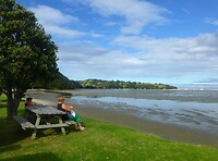 vanaf onze overnachtingplaats kijken we uit over de Omaha Bay