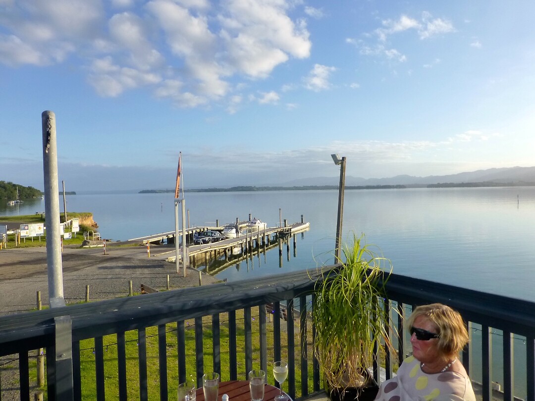 onze laatste avond in het botenhuisrestaurant in Bowentown