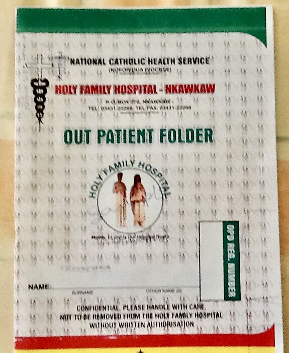 mooi patiënten dossier van het Holy Family Hospitaal