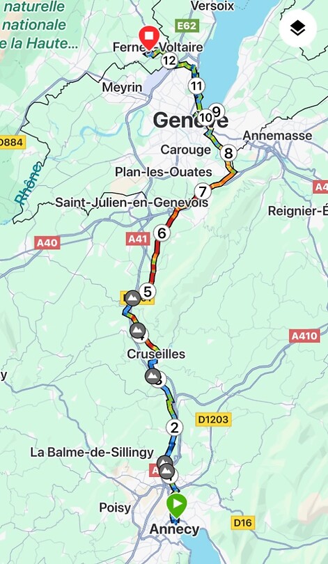 Dag 10, Meer van Annecy naar het Meer van Genève, 63 km en 602 hm.