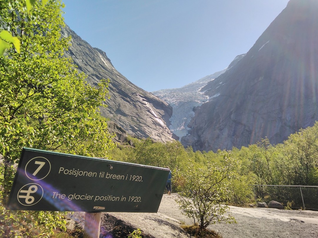 The glacier now and where it was only a while ago