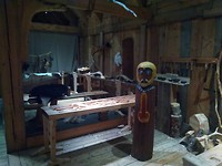 Inside the long house at Viking museum