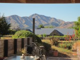 uitzicht vanaf terras boutique hotel Hanmer