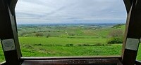 Uitzicht over de druivenvelden vanaf camperplaats Arbois