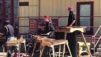 Muziek door leerlingen van High School op de Farmers Market