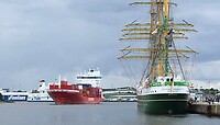 Uitzicht vanaf ligplaats Travemunde