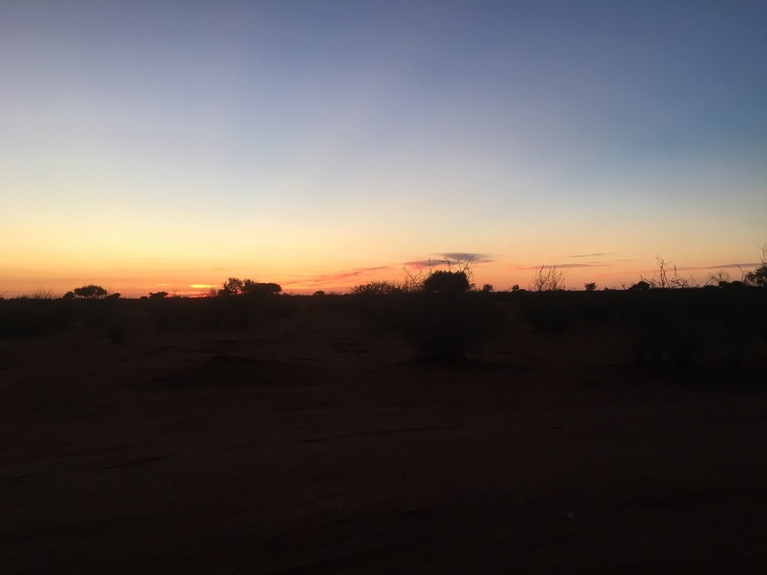 Zonsopkomst, camping Anib, nabij Stampriet