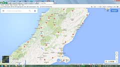 Kaart Christchurch-Greymouth