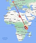 Route Nederland naar Tanzania