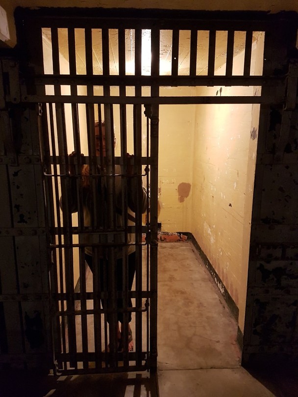 An behind bars